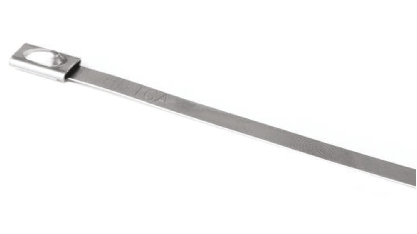 HellermannTyton Cable Tie, Roller Ball, 521mm x 4.6 mm, Metallic 316 Stainless Steel, Pk-100