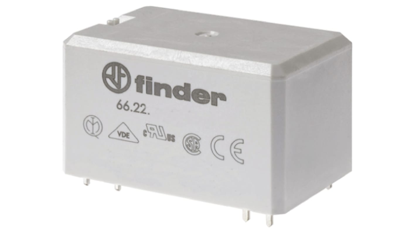 Relais de puissance Finder 66 Series, 2 NO, bobine 6V c.c. Montage sur CI 1.7W