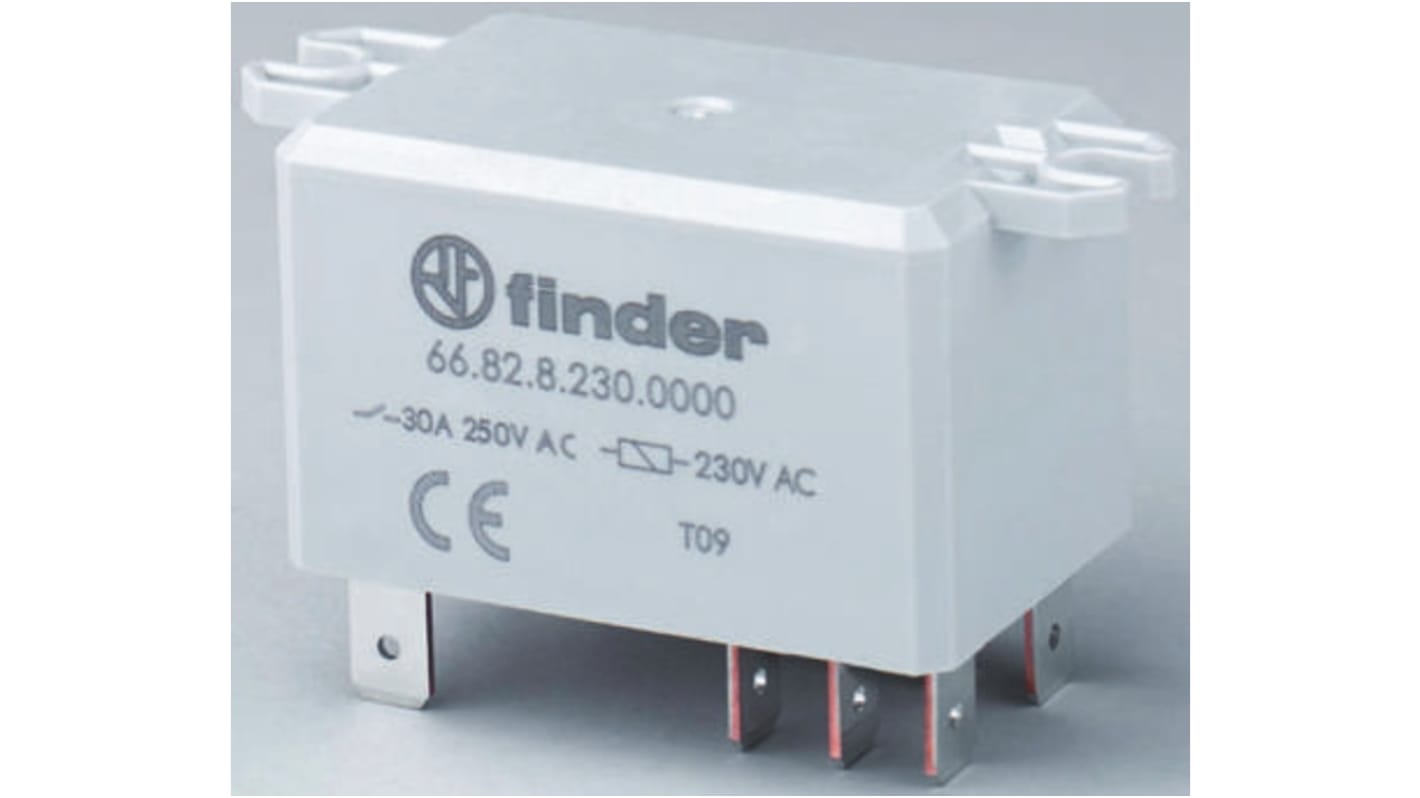 Finder Flange Mount Power Relay, 6V dc Coil, 30A Switching Current, DPST