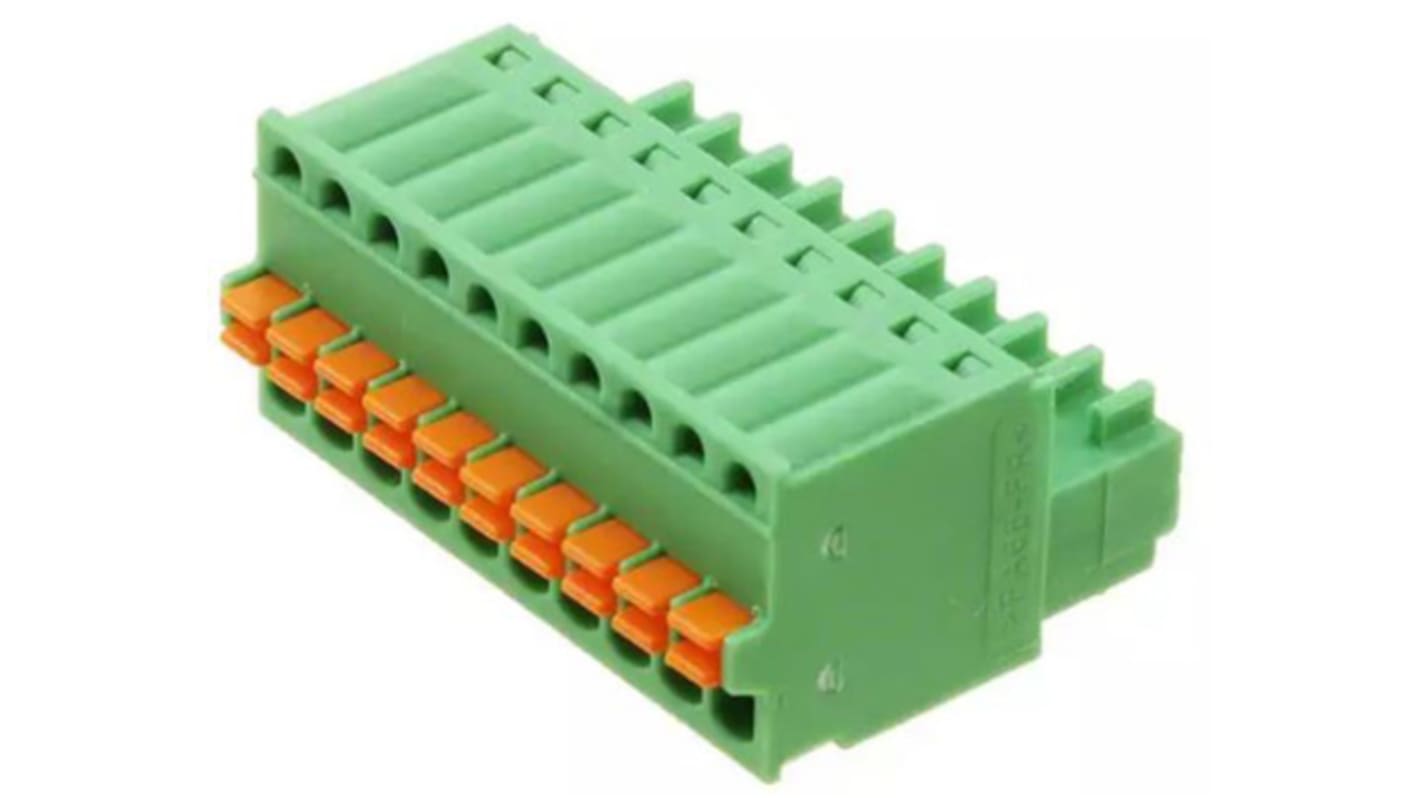 Phoenix Contact 2.5mm Pitch 10 Way Pluggable Terminal Block, Plug, Cable Mount, Spring Cage Termination