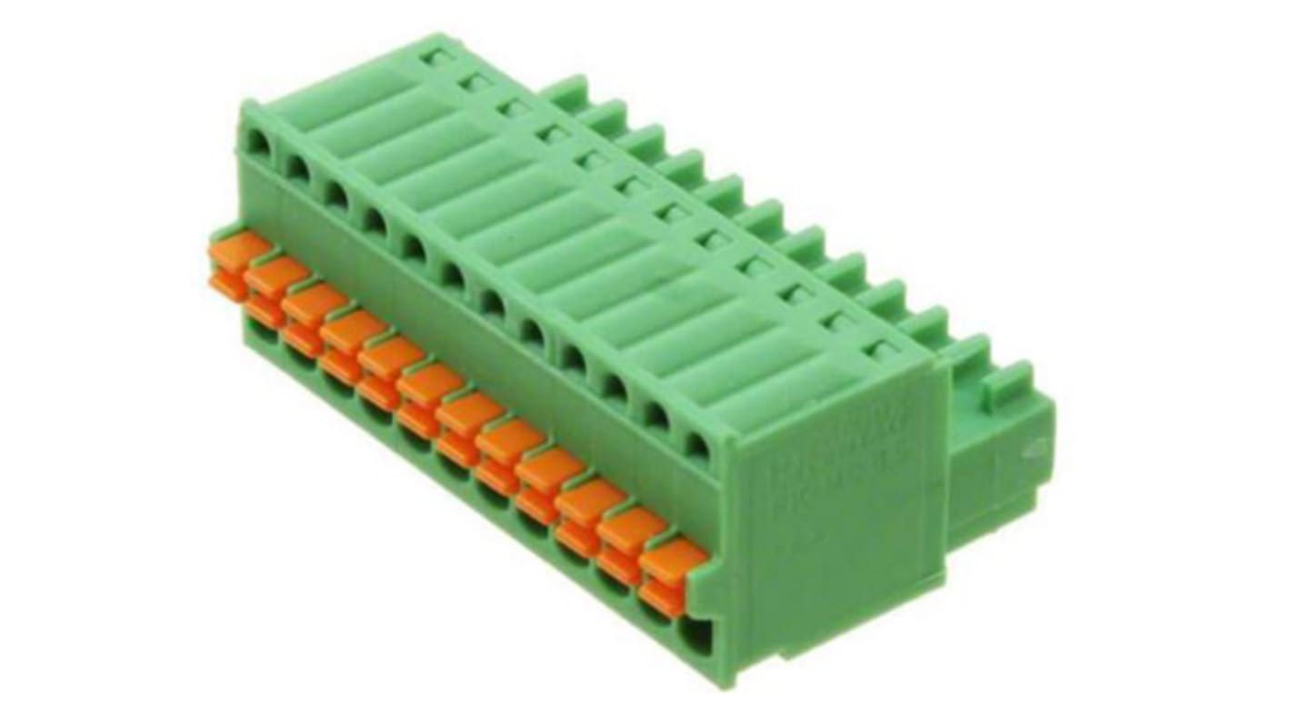 Phoenix Contact 2.5mm Pitch 12 Way Pluggable Terminal Block, Plug, Cable Mount, Spring Cage Termination