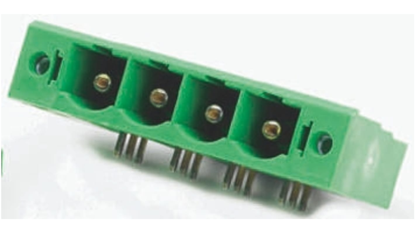 Phoenix Contact 10.16mm Pitch 4 Way Right Angle Pluggable Terminal Block, Header, Through Hole, Solder Termination