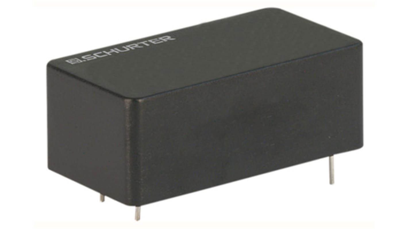 Filtro RFI Schurter 2.2nF, 2.5A, 250 V ac, 60Hz 2 x 2 mH, Montaje en orificio pasante, con terminales Pin < 0,25mA,