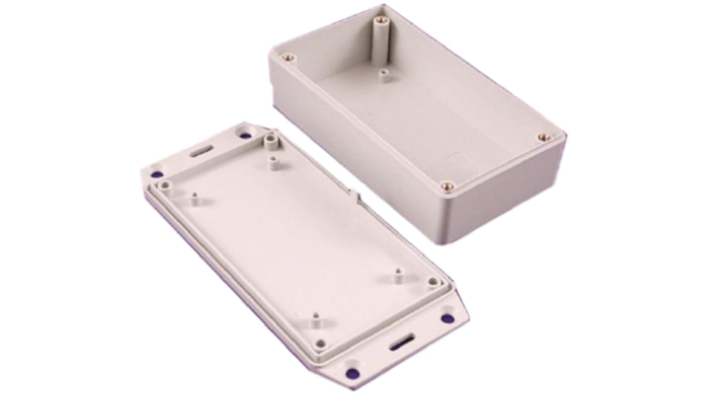 Hammond 1591 Series Grey Flame Retardant ABS Enclosure, IP54, Flanged, Grey Lid, 165 x 71 x 25mm