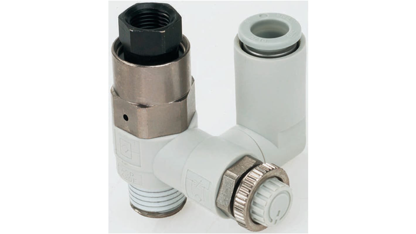 SMC ASP Series Threaded Speed Controller, R 1/2 Male Inlet Port x 10mm Tube Outlet Port