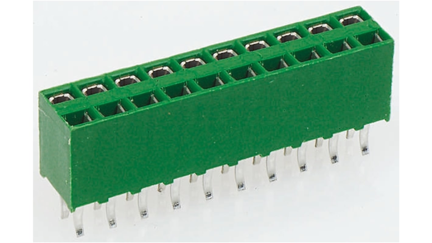 TE Connectivity AMPMODU HV100 Series Straight Through Hole Mount PCB Socket, 8-Contact, 2-Row, 2.54mm Pitch, Solder