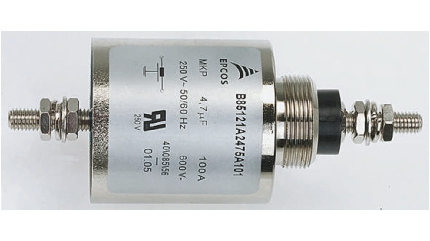 EPCOS B85321, Feedthrough Capacitor250 V ac, 600V dc, Screw Mount