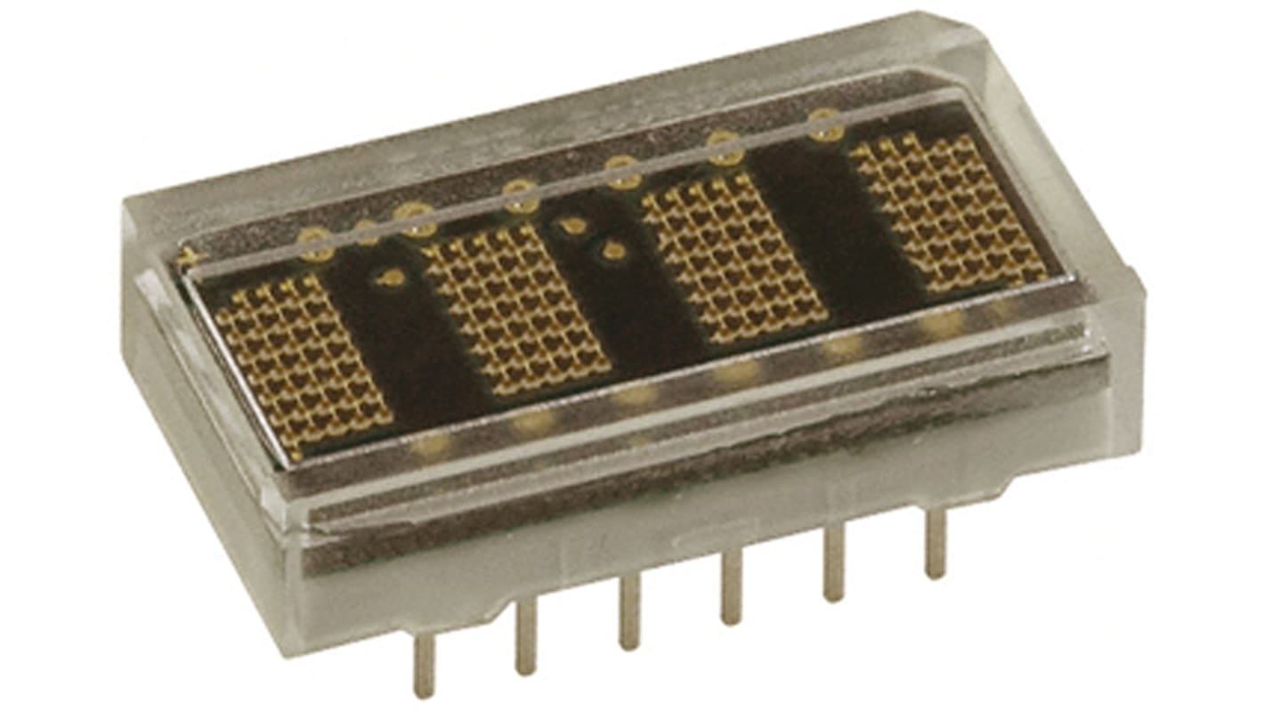 Display LED a matrice di punti Broadcom, 4 cifre, H. 3.7mm, 10.2 x 17.8 x 5.1mm, 2,3 mcd, col. Rosso