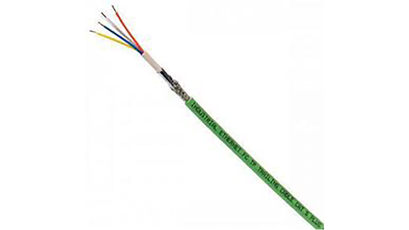 Cable Ethernet Cat5 SF/UTP HARTING de color Verde, long. 100m, funda de Poliuretano (PUR), Pirorretardante