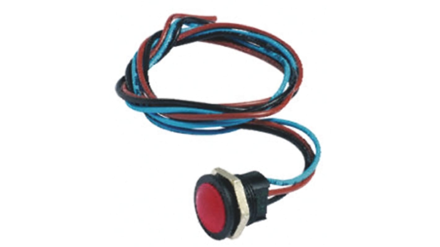 Interruptor de Botón Pulsador APEM, color de botón Rojo, SPDT, 2 A a 24 V dc, 24V dc, Montaje en Panel, IP67