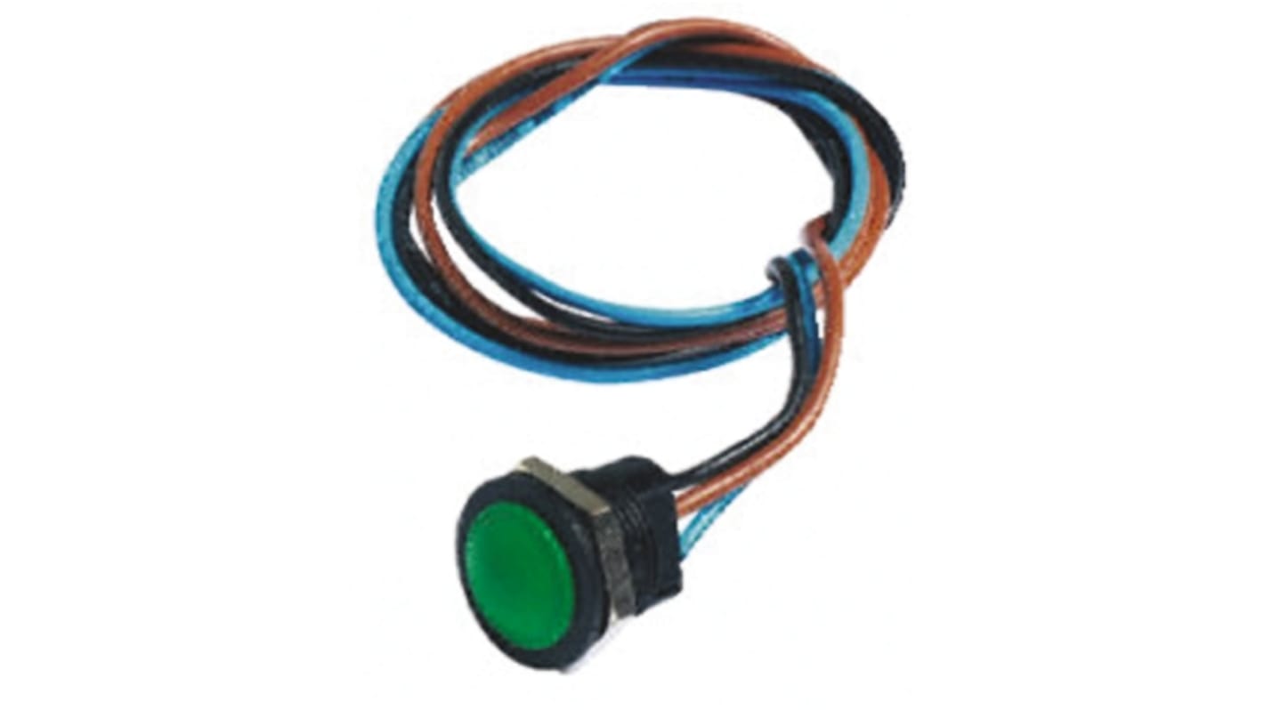 Interruptor de Botón Pulsador APEM, color de botón Verde, SPDT, 2 A a 24 V dc, 24V dc, Montaje en Panel, IP67