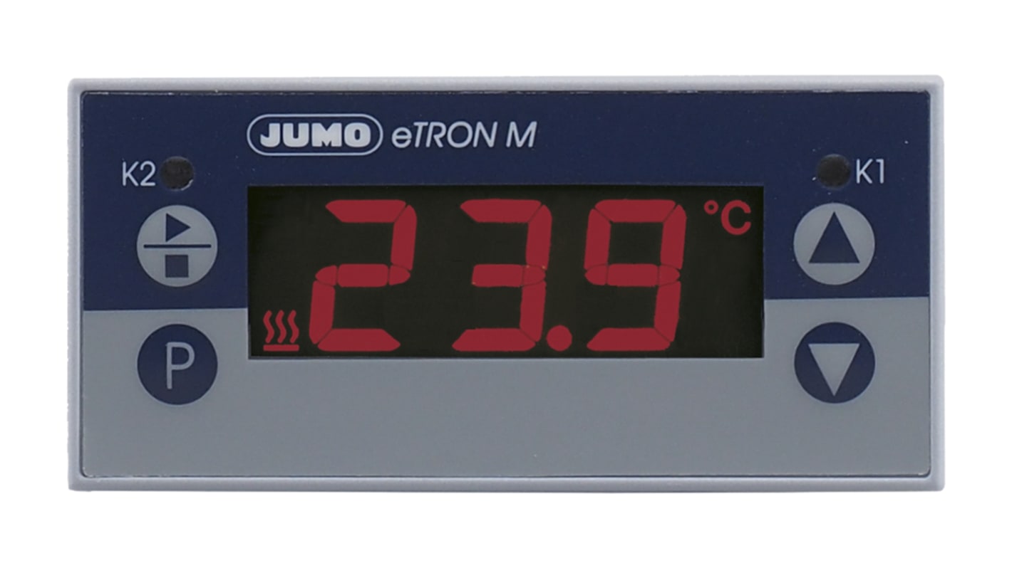 Termostato Jumo serie eTRON, 230 V ac 0 → 20 mA, 4 → 20 mA, 2 salidas 1 contacto de conmutación 10A 250V / 2 contactos
