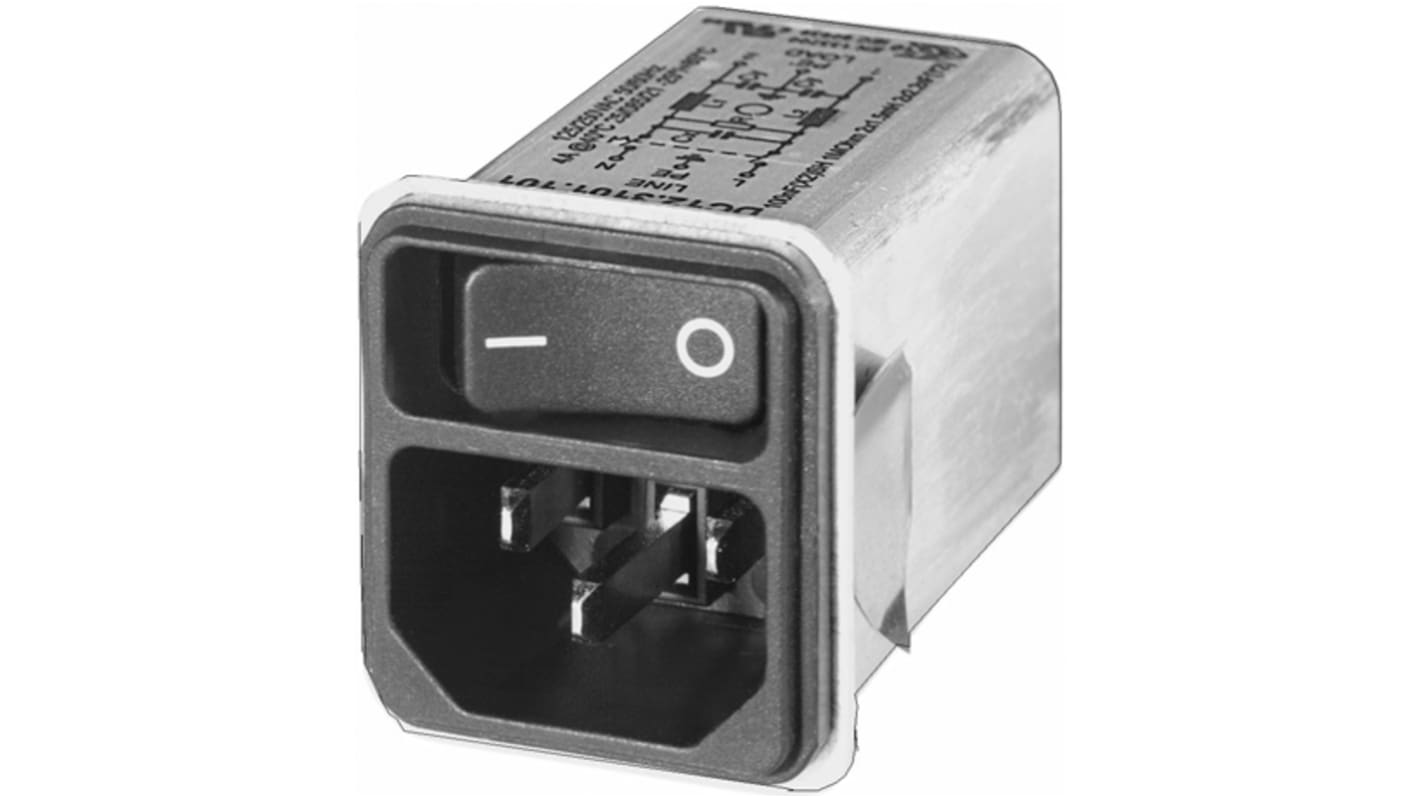Connecteur IEC filtré Mâle Schurter, 4A, 250 V c.a., Montage rapide