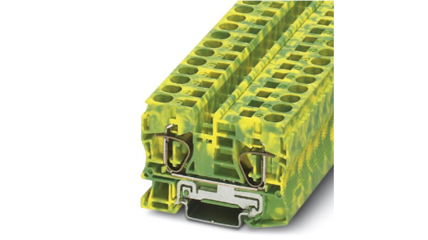 Phoenix Contact ST 10-PE Series Green/Yellow Modular Terminal Block, 1.5 → 16mm², Spring Clamp Termination, Ex