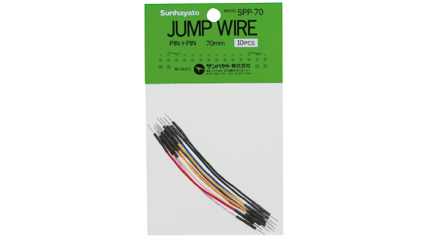 SPP-70, 70mm Insulated Tinned Copper Breadboard Jumper Wire in Black, Blue, Red, White, Yellow