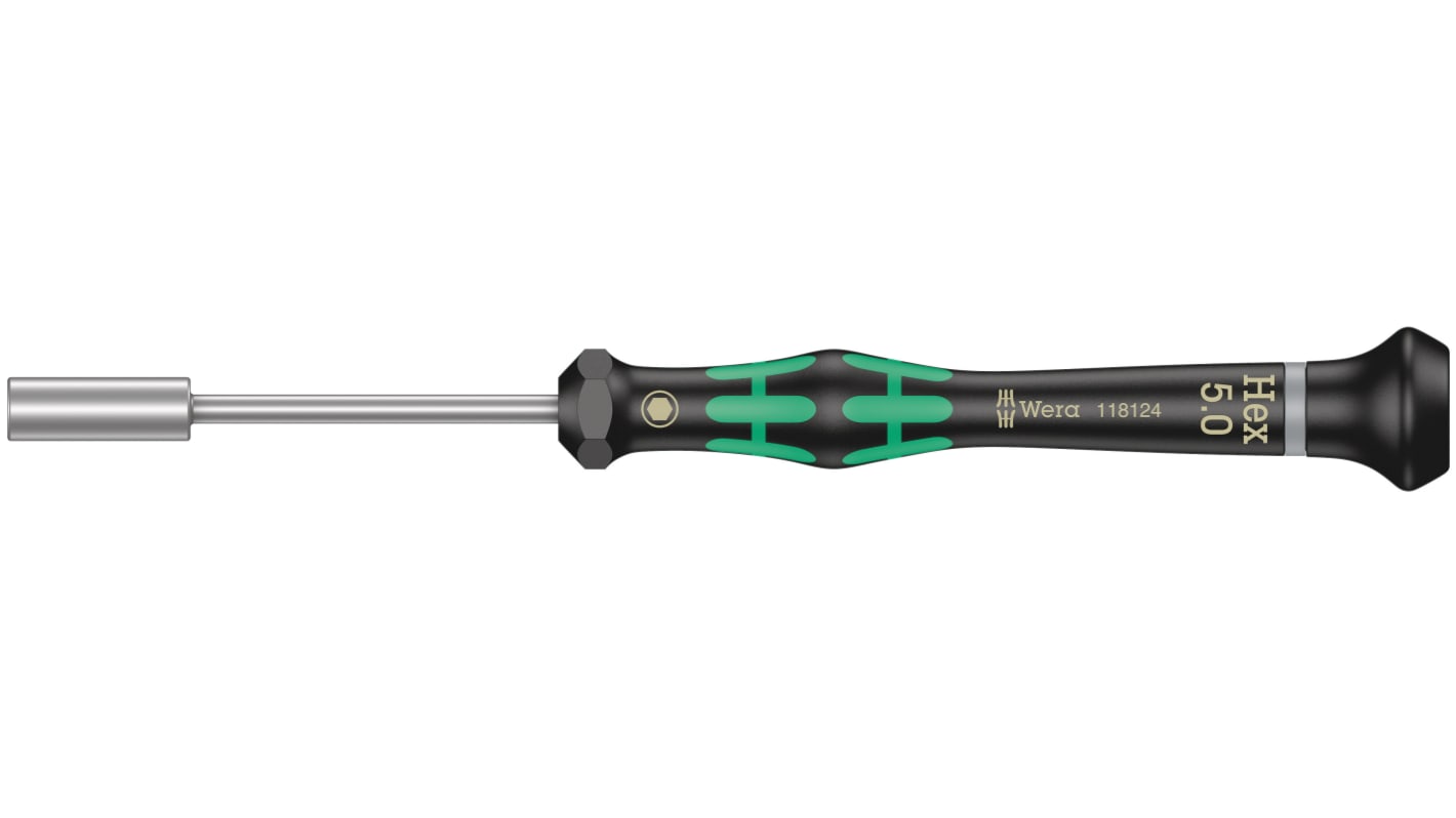 Wera Hexagon Nut Driver, 5 mm Tip, 60 mm Blade, 157 mm Overall