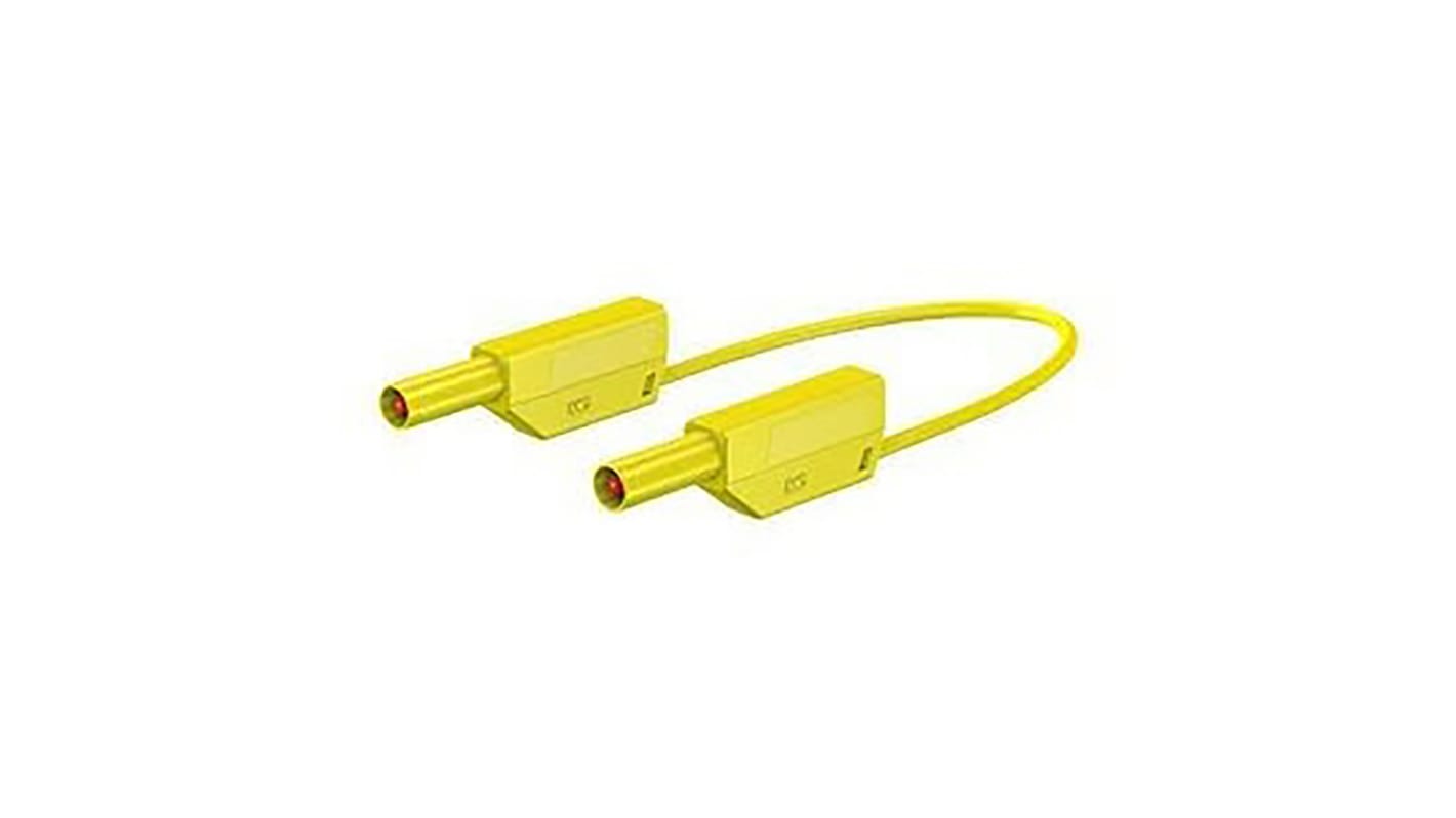 Cable de prueba con conector de 4 mm Staubli de color Amarillo, Macho-Macho, 1 kV, 15A, 250mm