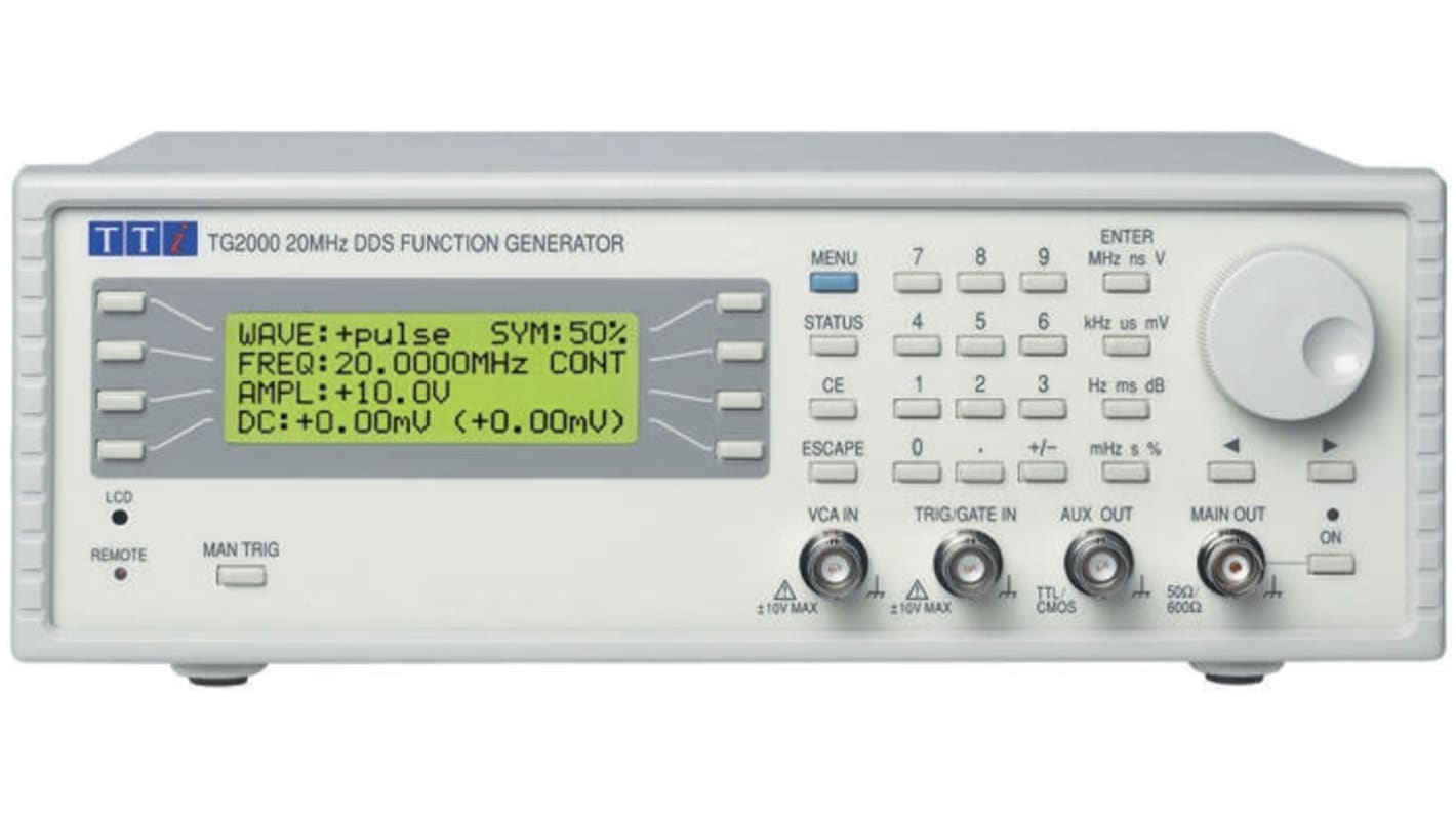 Generator funkcyjny Aim-TTi częst. sinus: 20MHz amplituda: 20V Pk-Pk impedancja: 50 Ω, 600 Ω, z kalibracją ISO