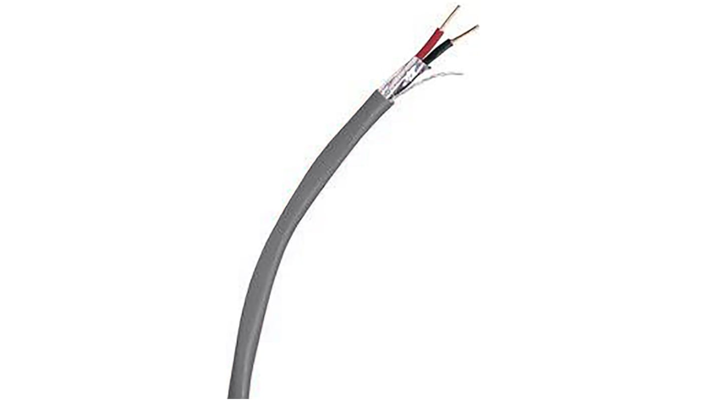 Belden 5100FE Control Cable, 2 Cores, 2.09 mm², Screened, 152m, Grey PVC Sheath, 14 AWG