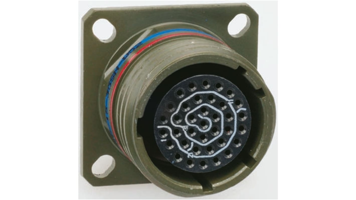 Amphenol, TV 37 Way Wall Mount MIL Spec Circular Connector Receptacle, Socket Contacts,Shell Size 15, Screw Coupling,