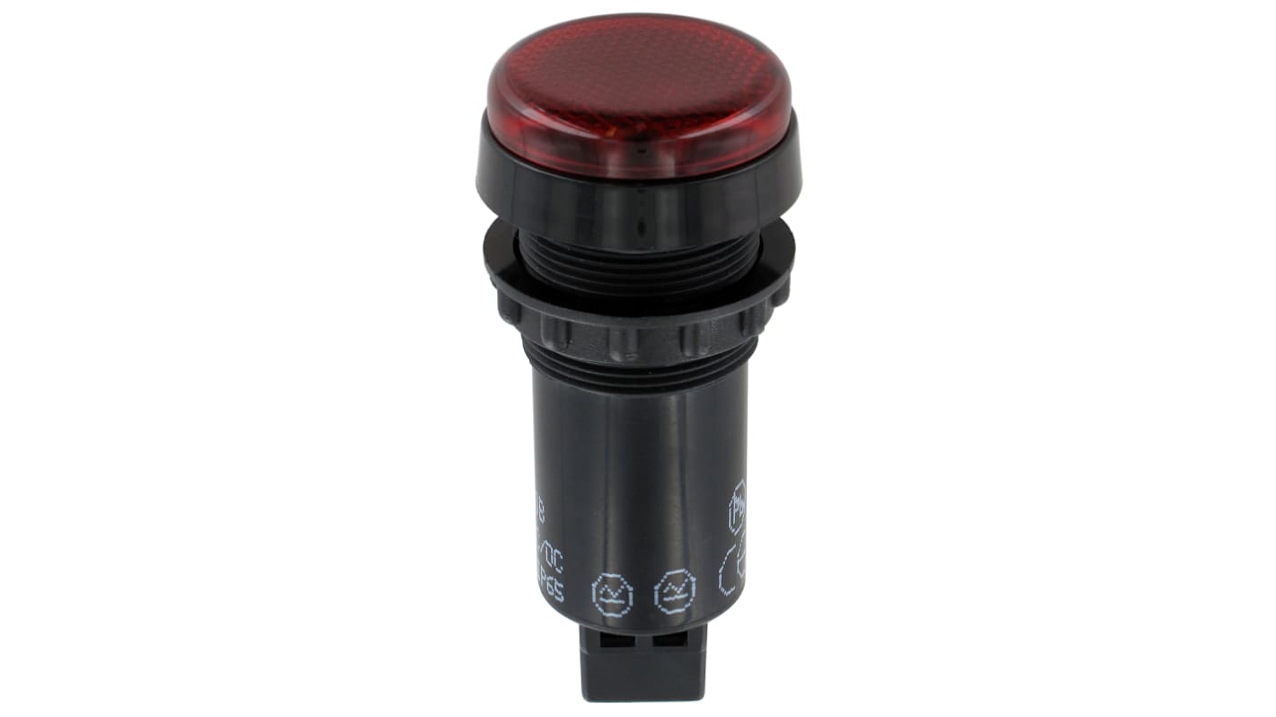 Indicador LED Sloan, Rojo, lente prominente, Ø montaje 22mm, 12V, 20mA, 4 x 3000mcd