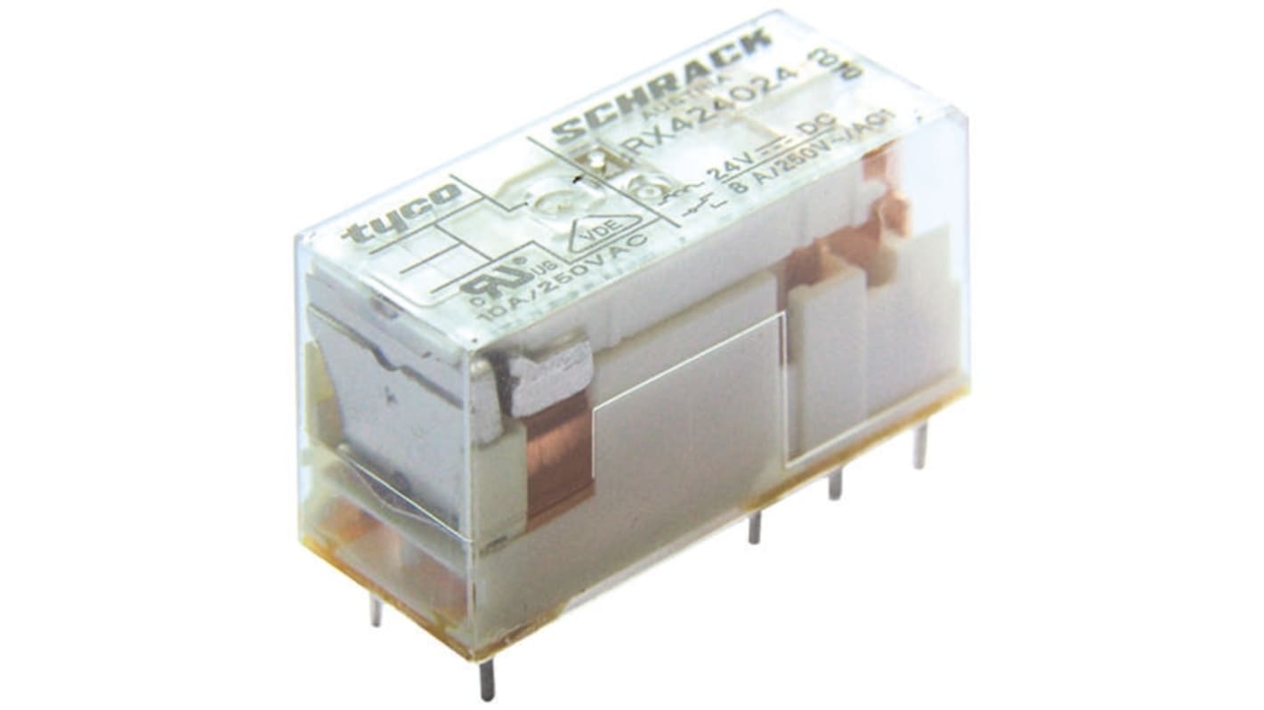 TE Connectivity PCB Mount Power Relay, 6V dc Coil, 8A Switching Current, DPDT