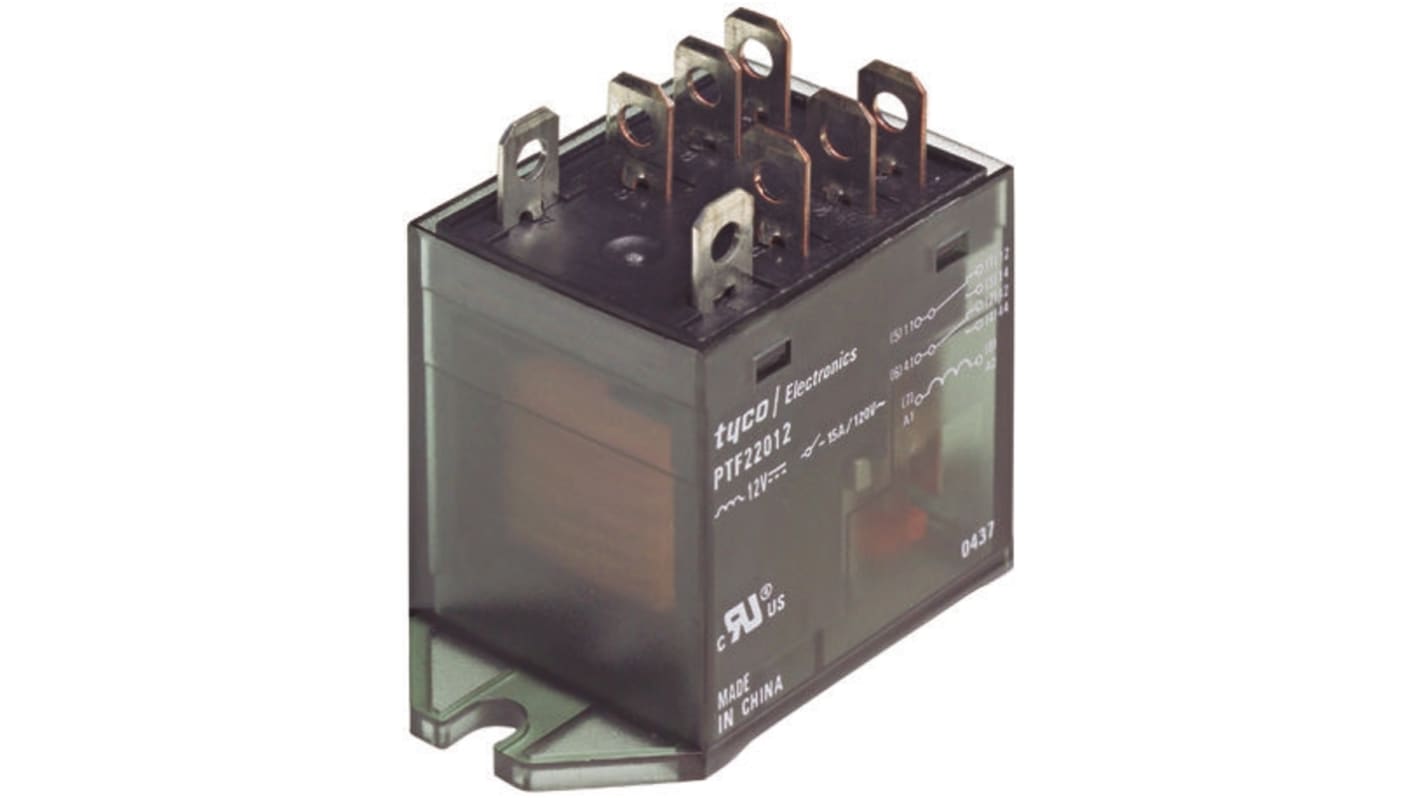 TE Connectivity Flange Mount Non-Latching Relay, 24V dc Coil, 10A Switching Current, DPDT