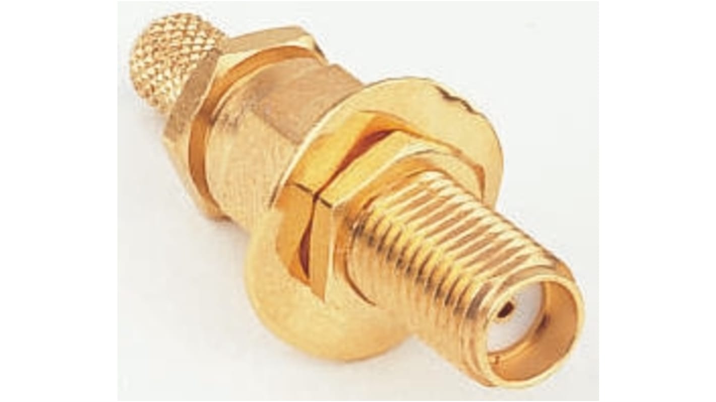 TE Connectivity, jack Panel Mount SMA Connector, 50Ω, Crimp Termination, Straight Body