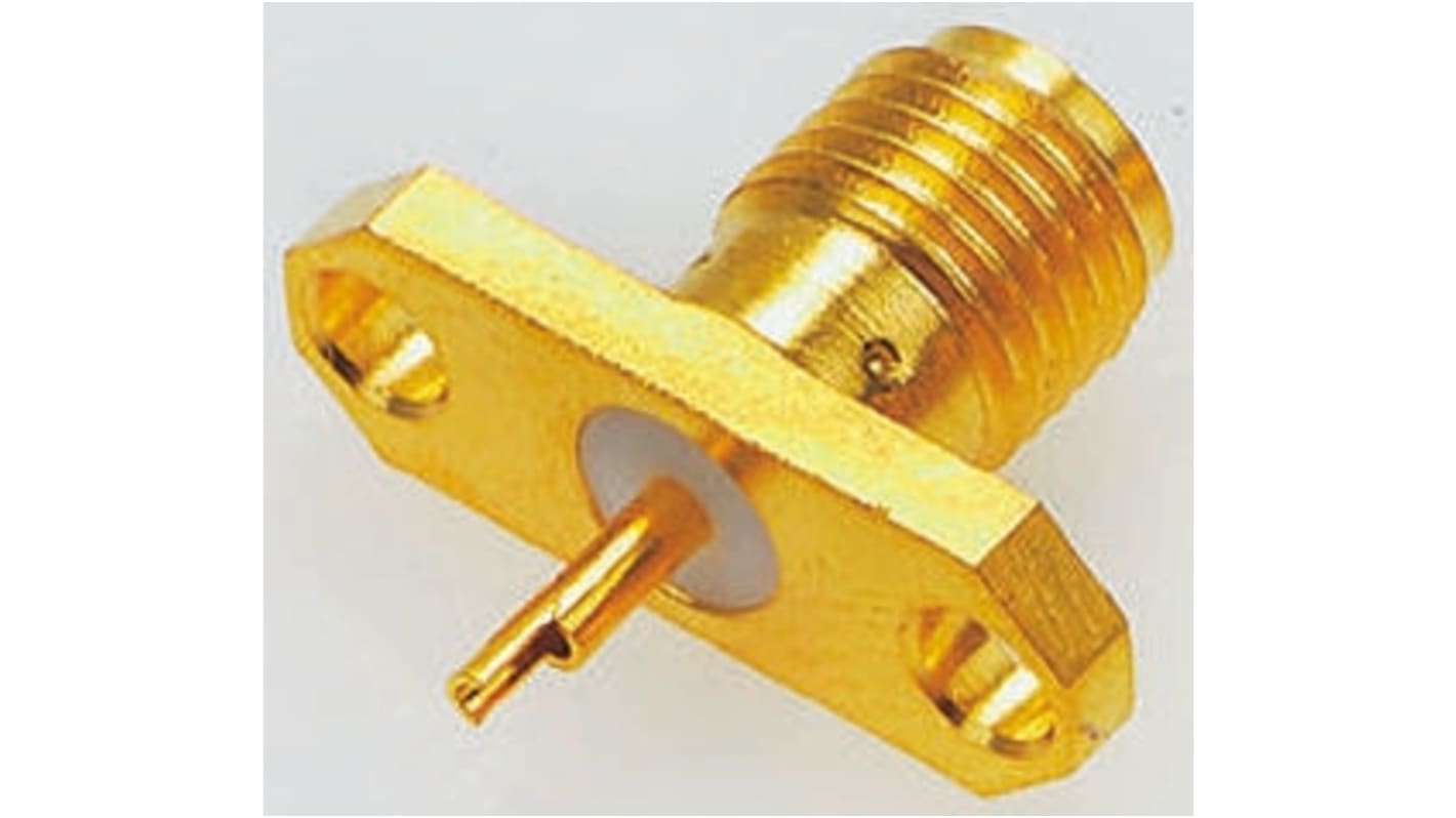 Conector SMA TE Connectivity 1-1478963-0, Hembra, Recta, Estándar, 50Ω, Montaje de Reborde, Soldador +165 °C, Coaxial,