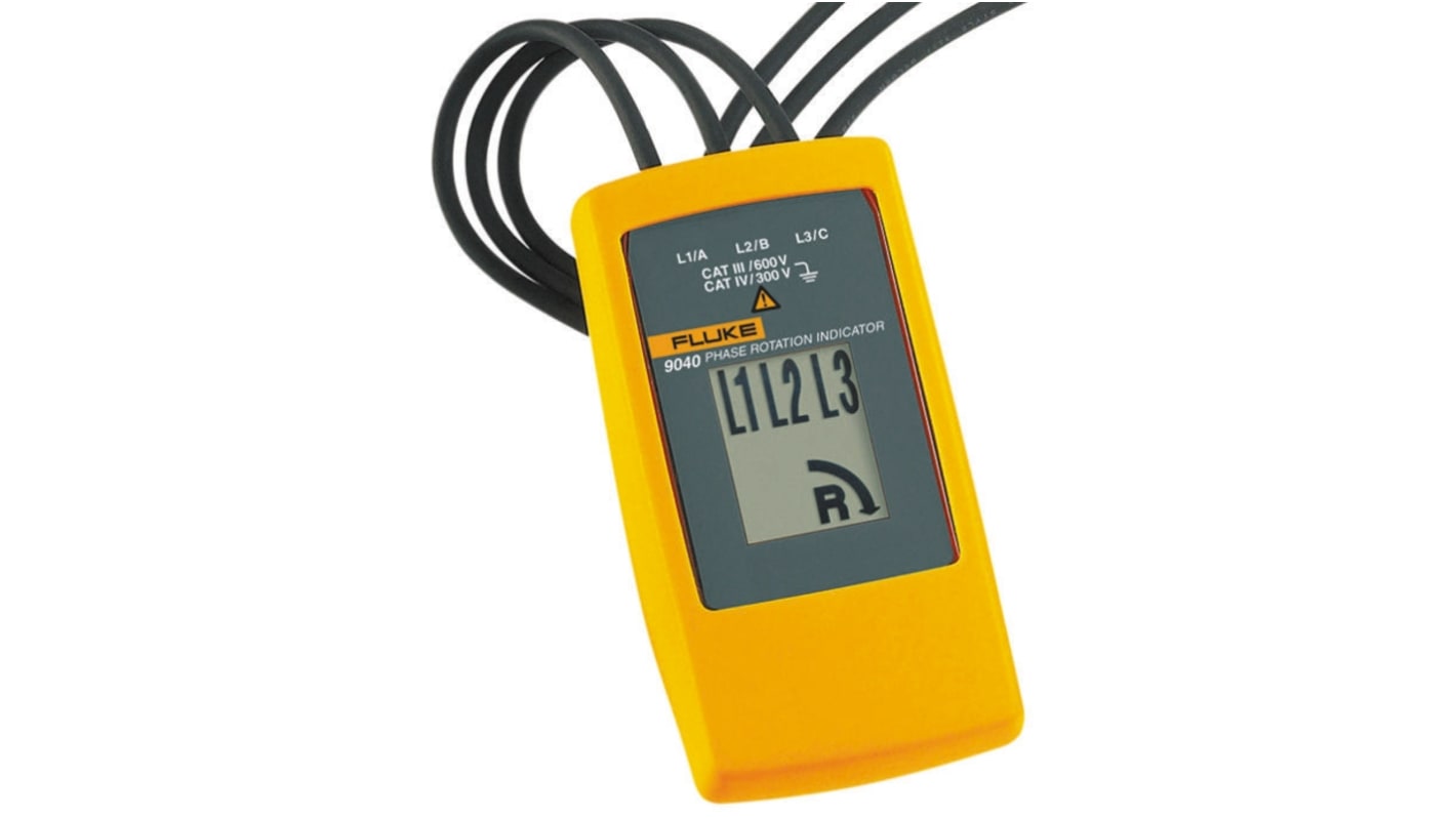 Fluke 9040 Phase Rotation Tester, CAT III 600 V, CAT IV 300 V, 400Hz Max, 700V Max with RS Calibration