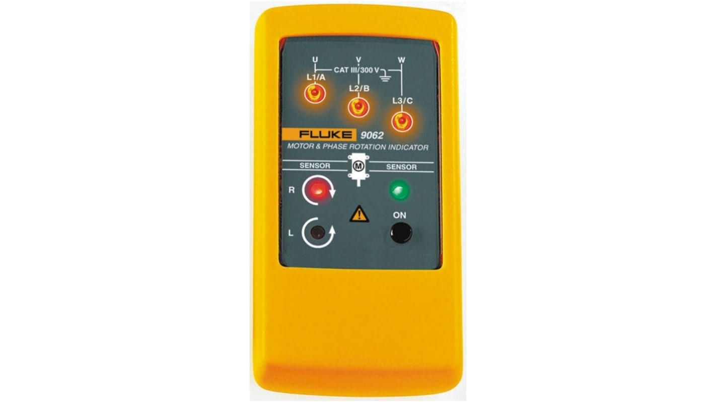 Fluke 9062 Phase Rotation Tester, CAT III 300 V, 400Hz Max, 400V ac Max with RS Calibration