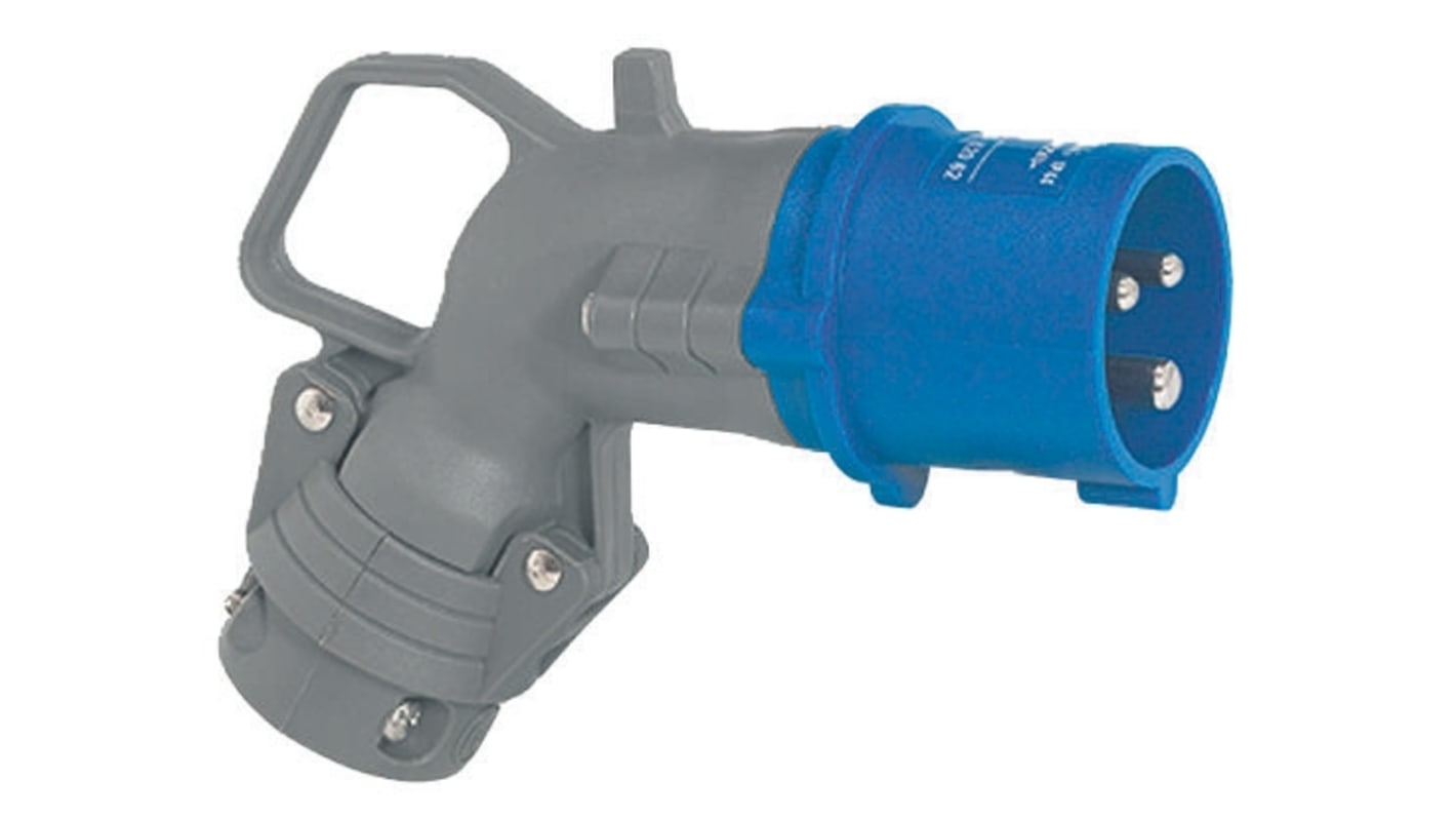 Legrand, HYPRA IP44 Blue Cable Mount 2P + E Right Angle Industrial Power Plug, Rated At 16A, 230 V