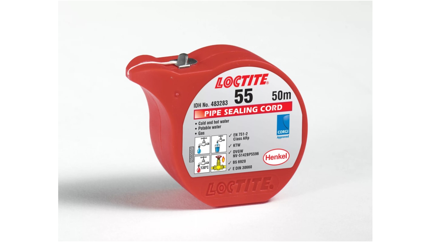 Sellador de roscas Loctite 55, Encapsulado de 50 m, Sellado de roscas