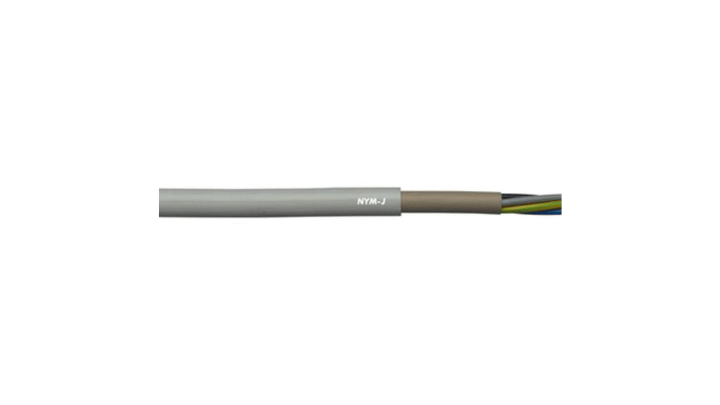 Lapp NYM-J Netzkabel, 3-adrig Grau x 2,5 mm² /Ø 10.4mm 25 A,  50m, 300/500 V, PVC