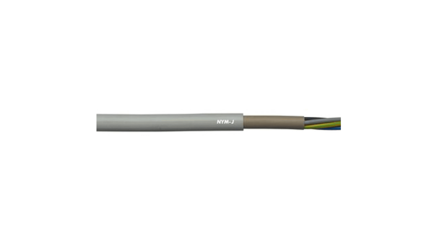 Cable de alimentación Lapp NYM-J de 3 núcleos, 1.5 mm², Ø ext. 8.4mm, long. 100m, 500 V / 19 A, funda de PVC, Gris,