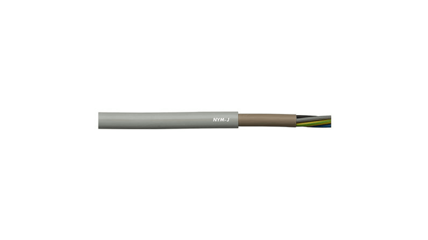 Lapp NYM-J Netzkabel, 5-adrig Grau x 2,5 mm² /Ø 11.5mm 25 A,  50m, 500 V, PVC