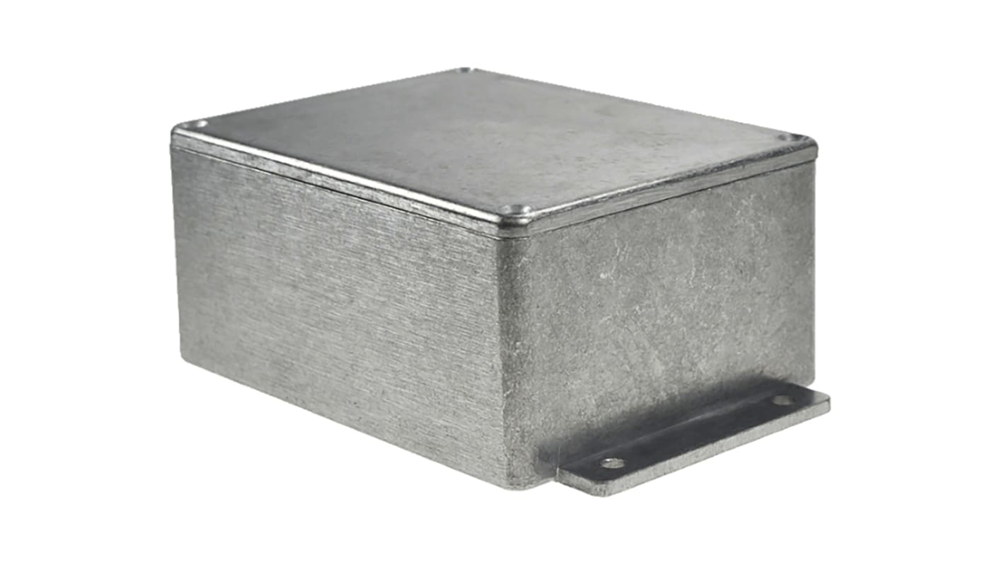 RS PRO Silver Die Cast Aluminium Enclosure, IP65, Flanged, Silver Lid, 139.8 x 89.7 x 55.2mm