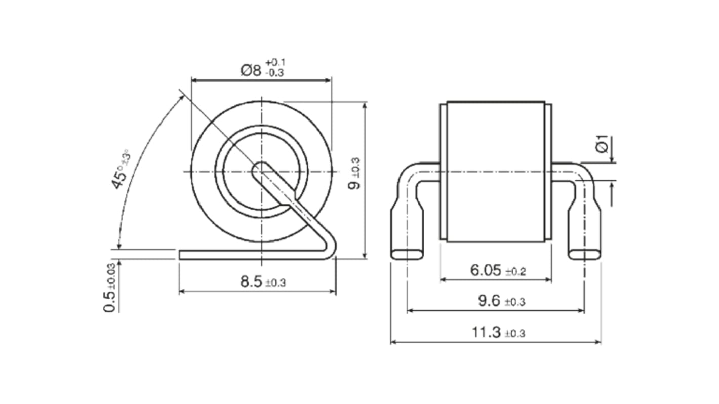 EPCOS EHV Gasentladungsableiter, 2-Elektroden Ableiter, 25kA, 250V, Impuls 500V, +90°C, Durchsteckmontage