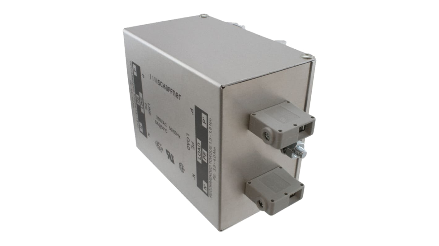 Schaffner FN2410H EMV-Filter, 520/300 V-AC, 32A, Gehäusemontage 5.6W, Anschlussblock, 2-phasig 3,4 mA / 400Hz Single