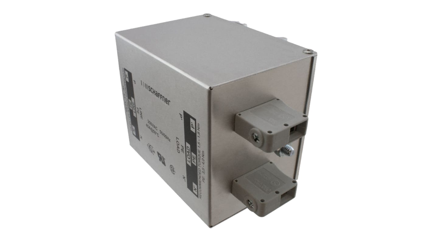 Schaffner FN2412H EMV-Filter, 520/300 V-AC, 8A, DIN-Schiene 2.6W, Anschlussblock, 2-phasig 3,4 mA / 400Hz Single Stage