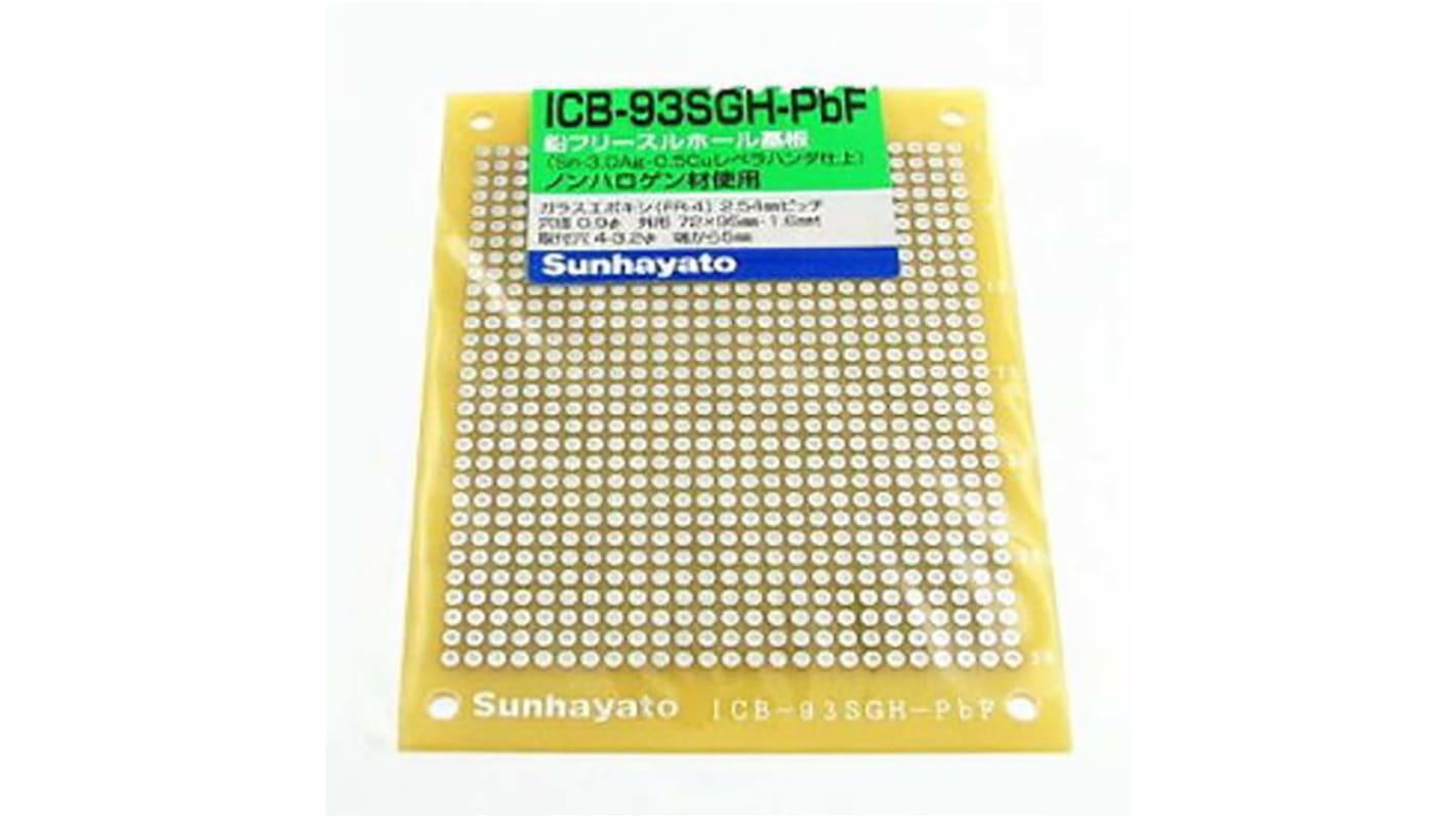 Sunhayato Double Sided Matrix Board FR4 0.9mm Holes, 2.54 x 2.54mm Pitch, 95 x 72 x 1.6mm