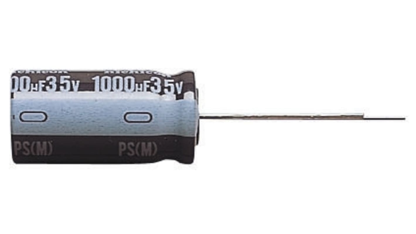 Condensador electrolítico Nichicon serie PS, 4.7μF, ±20%, 100V dc, mont. pasante, 5 (Dia.) x 11mm, paso 2mm