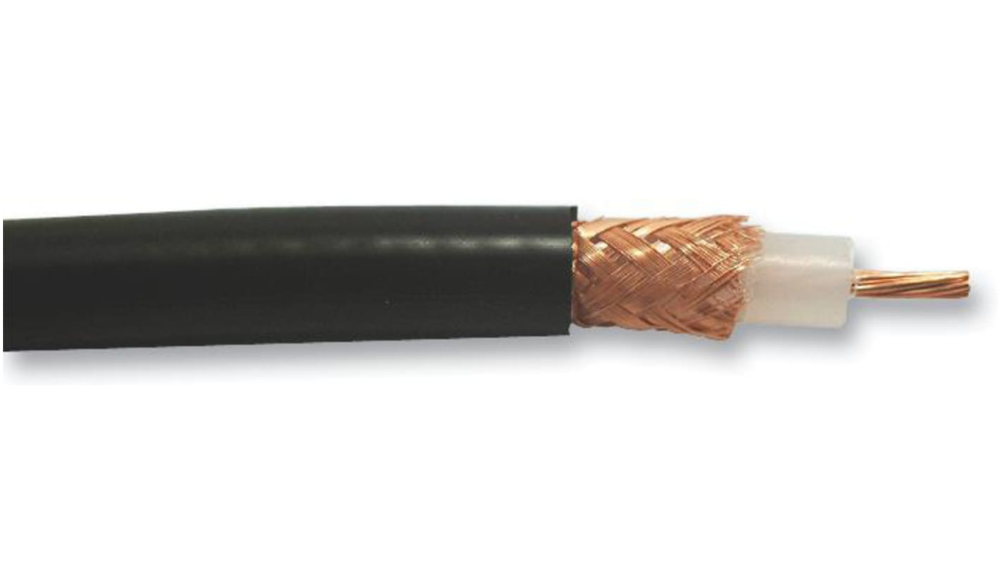 Cable coaxial RG213 Belden, 50 Ω, long. 100m, funda de , funda de PVC Negro