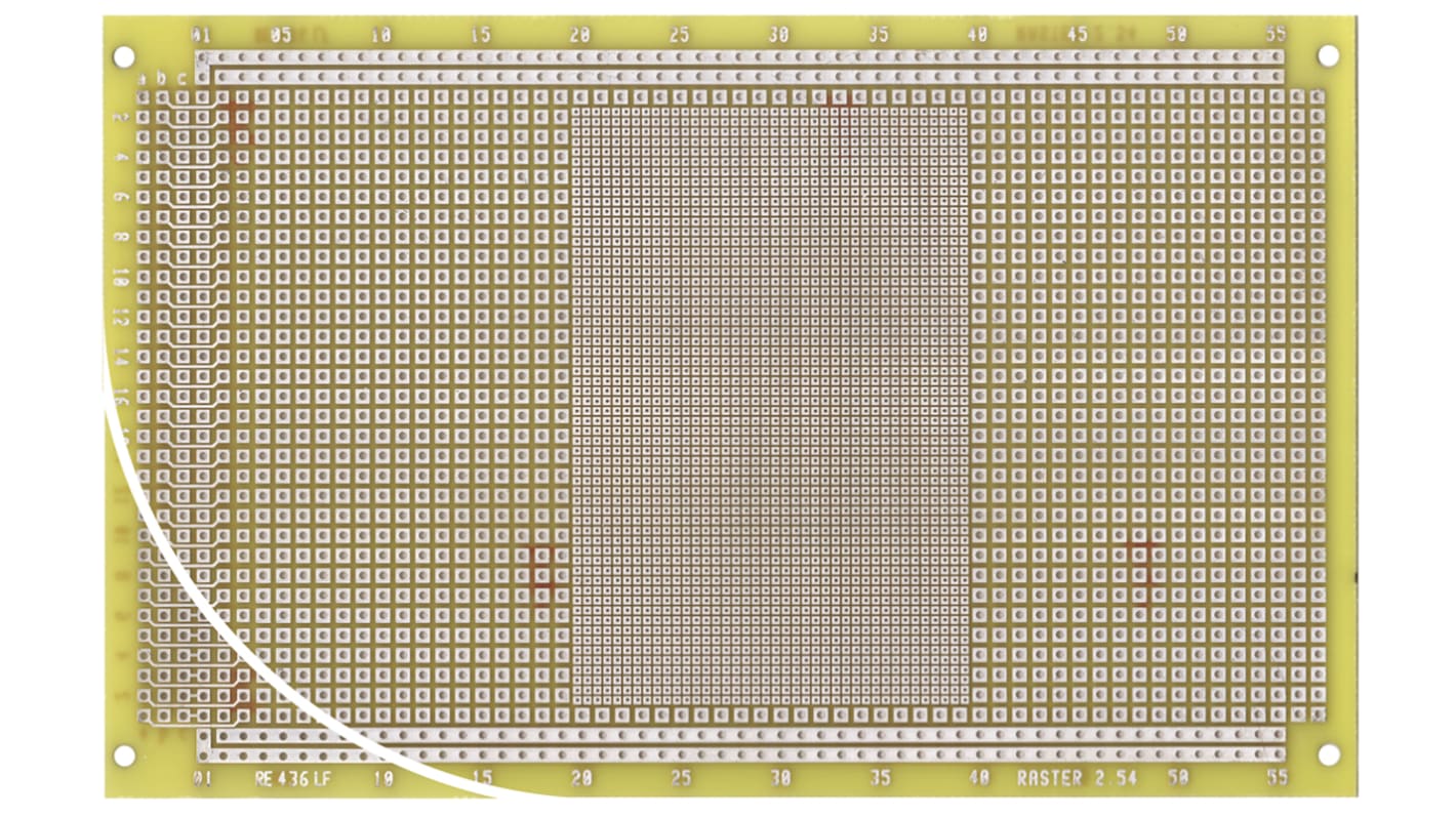 RE436-LF, Double Sided Extender Board PCB Prototype Board FR4 160 x 100 x 0.7mm