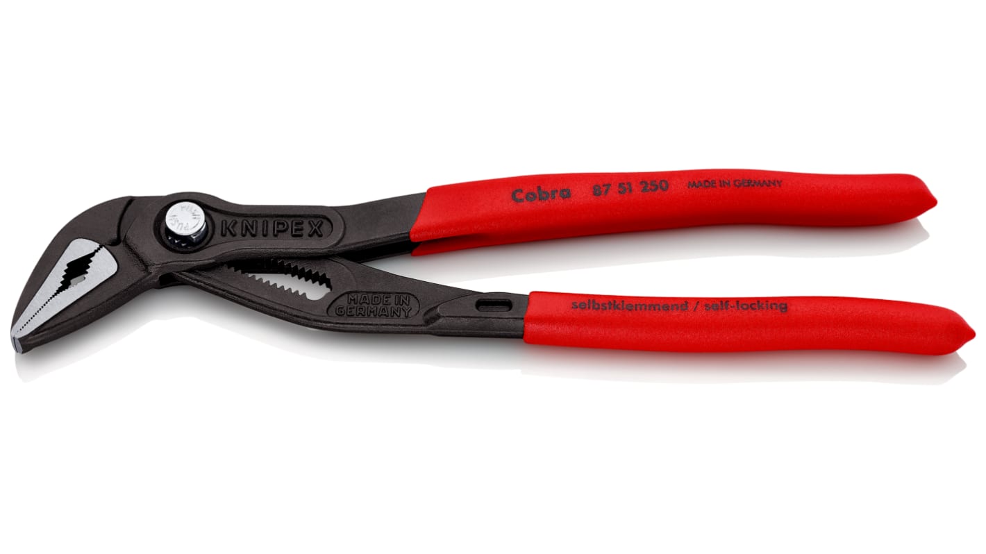 Pinze cobra Knipex in Acciaio al cromo-vanadio, lungh. 250 mm Piatto, Diritto