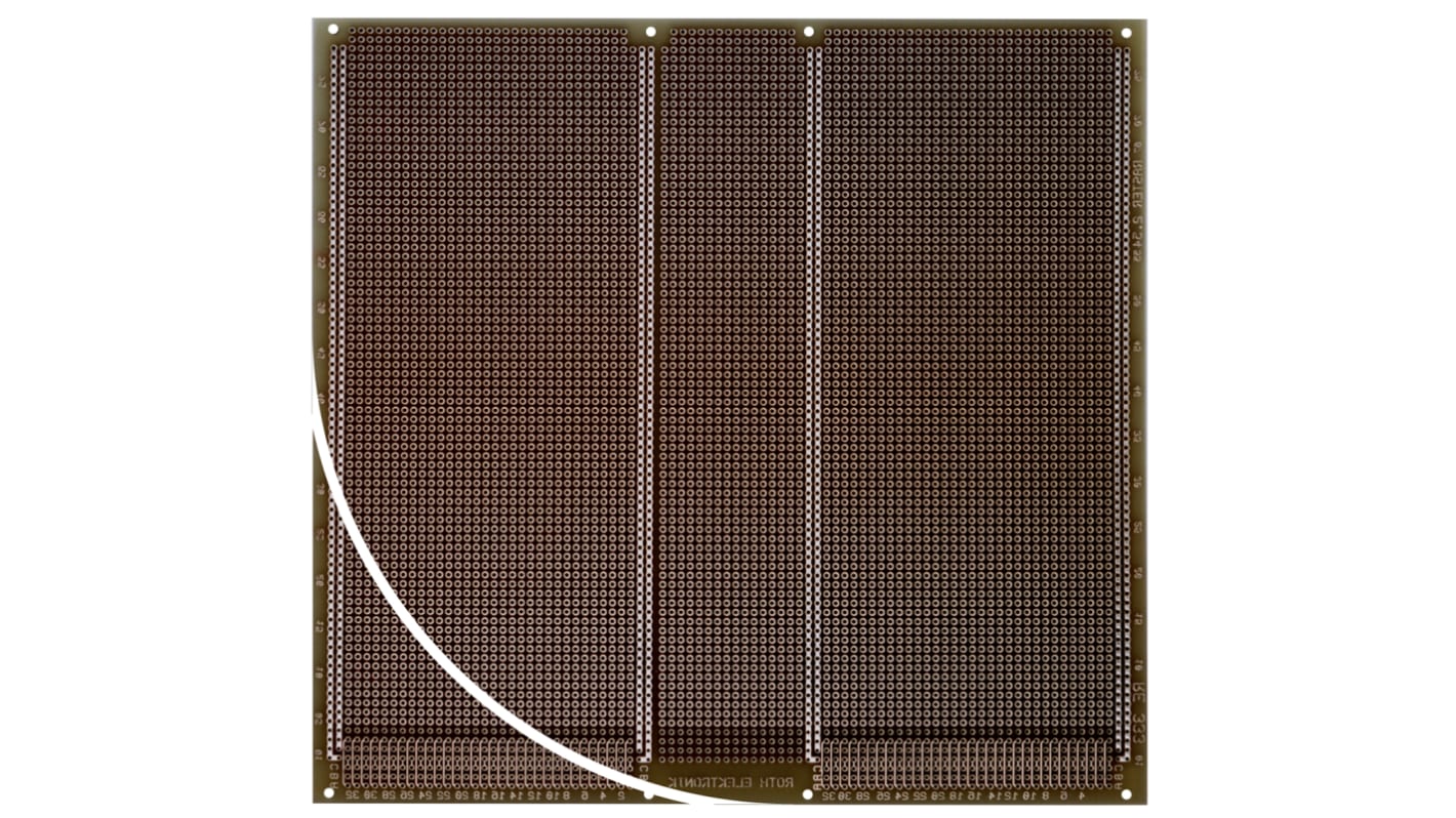 Roth Elektronik Double Sided Multibus II Board With 79 x 80 1mm Holes, 2.54 x 2.54mm Pitch, 233.4 x 220 x 1.5mm