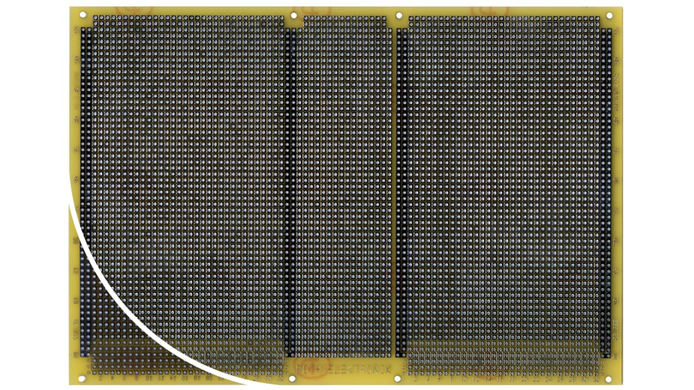 Carte matrice, Double face Roth Elektronik au pas de 2.54mm, 233.4 x 160 x 1.5mm, 35μm, DIN 41612 C, FR4