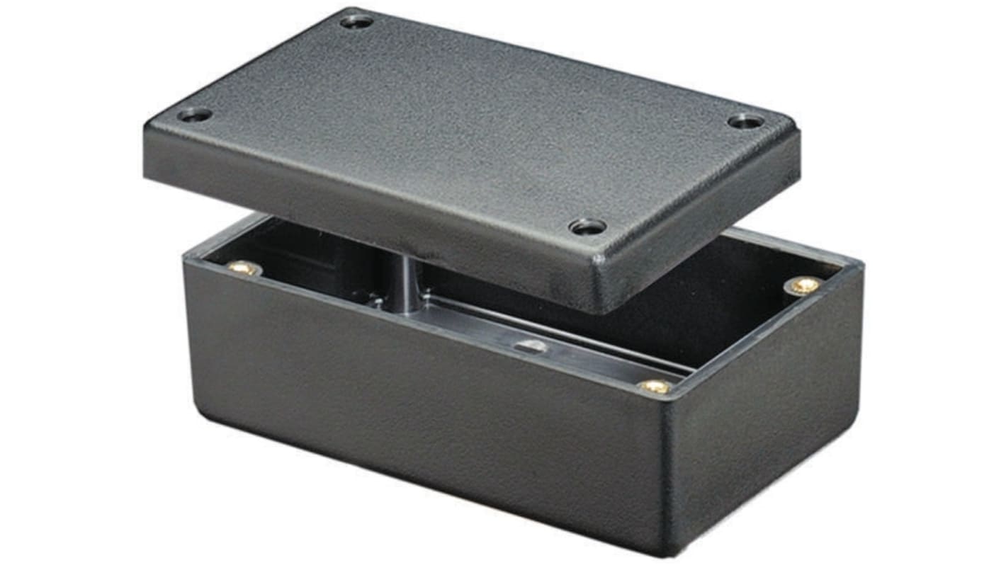 Hammond 1594 Series Black Flame Retardant ABS Enclosure, IP54, Black Lid, 81 x 56 x 40.1mm