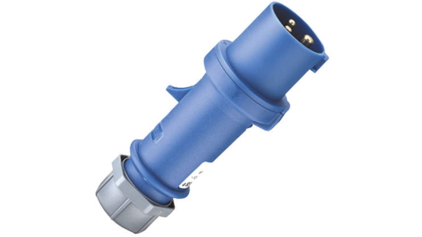 Conector de potencia industrial Macho, Formato 3P, Orientación Recto, ProTOP, Azul, 230 V, 16A, IP44