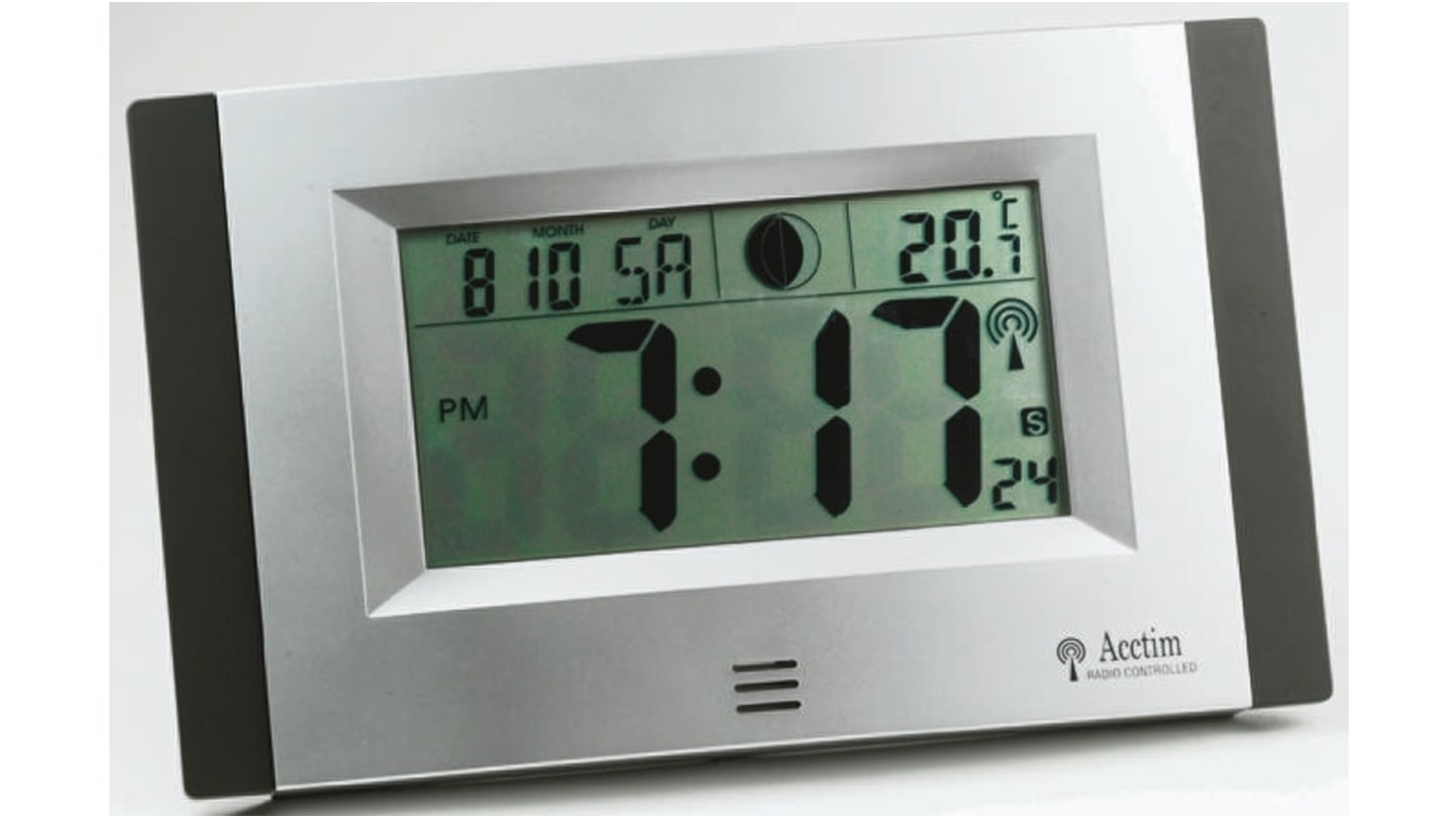 Acctim Silver Radio Controlled Desktop, Wall Clock